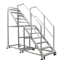 Escalier industriel sur mesure HanTe Factory, plateforme en aluminium avec roues, échelle en aluminium pour avion