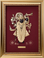 Peinture décorative artisanale de divinité indienne de qualité supérieure avec feuille d'or 999-Statue d'éléphant Balakrishna