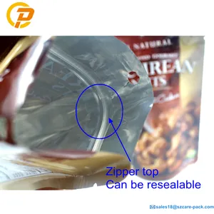 Reiß verschluss tasche mit Logos Individuell bedruckte wieder verwendbare flache PE-Trocken früchte Cashewnüsse Verpackung Zip Lock Plastic Food Candy 100St