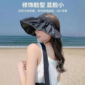 Chapeau Visière Anti-UV Femme UPF50+ Double Couche Pliable pour Plage et Extérieur Été Couleur Unie - Product Image 4
