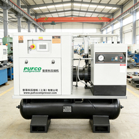 Compresseur d'air industriel à vis portable monophasé 220V 7.5kw 11kw 15kw silencieux 10HP avec sécheur réservoir 600L 1000L