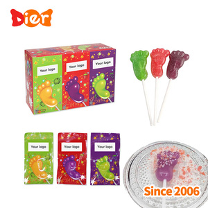 Candy grosir kustom Label pribadi Halal lucu kartun lolipop berbentuk kaki besar dengan Popping Candy mainan permen anak-anak - Product Image 6