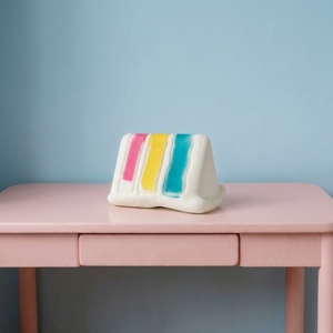 Jouet à presser anti-stress en forme de sandwich simulé 95g, tranche de gâteau TPR 8,5cm, doux à rebond lent, jouet sensoriel fidget, vente en gros - Product Image 3