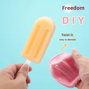 Silicone Dùng Một Lần <span class=keywords><strong>Ice</strong></span> Cream Khuôn Mẫu Có Nắp Đậy 6-Khoang Cổ Điển Popsicle Nhà Sản Xuất Tự Làm Đông Lạnh Xử Lý <span class=keywords><strong>Ice</strong></span> <span class=keywords><strong>Pop</strong></span> Khay - Product Image 4