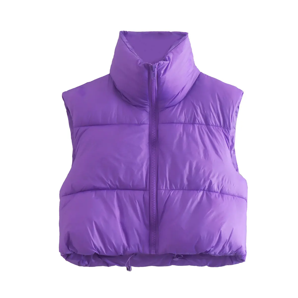 2022 New Puffy Vest Women Zip Up Stand Collar Sleeveless Lightweight Padded Cropped Puffer Quilted Vest Winter Warm Coat Jacket