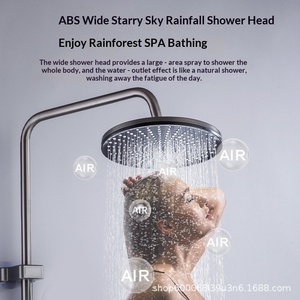 Pommeau de douche mural moderne en acier inoxydable à double poignée avec barre coulissante, puissant et innovant pour salle de bain - Product Image 2