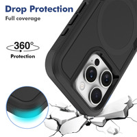 Étui de téléphone à absorption des chocs magnétique en TPU+PC à double couche pour IPHONE16 17 ou plus récents