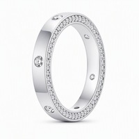 Bague élégante de luxe en moissanite à double ligne, taille brillant, sertie à griffes, en argent sterling S925, couleur D VVS, certifiée GRA, pour femme