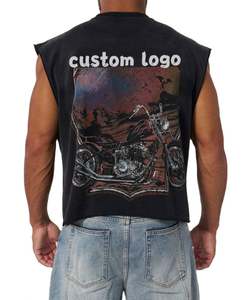 Camiseta sin mangas recortada personalizada para hombre, 100% algodón, gimnasio, deportes, lavado ácido, camiseta sin mangas con tirantes, camiseta sin mangas con estampado DTG - Product Image 1