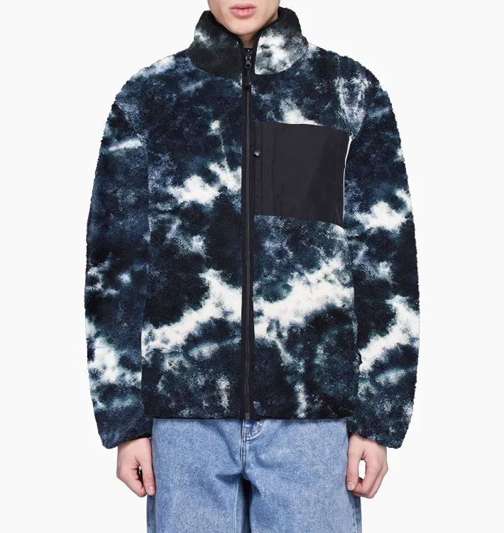 Chaqueta de forro polar para hombre, chaqueta con tinte de lazo de cielo estrellado, 2020 poliéster, personalizada, invierno, nuevo diseño, 100%