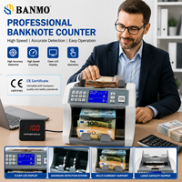 Machine à compter l'argent BANMO avec imprimante, 2 capteurs CIS, compteur de billets multidevises à valeur mixte pour banque, entreprise, détection de contrefaçon