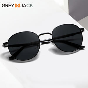 แว่นกันแดดทรงกลมเกรย์แจ็คเมทัลสีดำ ยูวี 400 โพลาไรซ์ เลนส์ TAC ประเภท 3 ที่บังแดด - Product Image 5