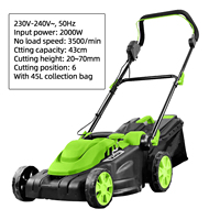 Cortacésped Eléctrico de Empuje Manual Vertak de 2000W de Alta Potencia, Ancho de Corte de 43cm, Cortacésped Doméstico Pequeño con Cable