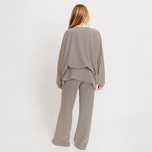 Nuovo Completo <span class=keywords><strong>Pigiama</strong></span> Casual a Righe Moda Autunnale per Donna - Product Image 2
