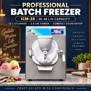 Máquina de helado duro para mostrador, congelador de gelato por lotes, 36-48L/h, cilindro de 12L, 2.0KW, 110V 220V, para restaurante ICM-28 - Product Image 1