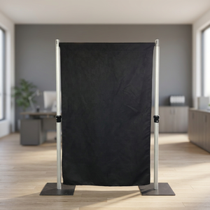 Minimalist Aluminum Pipe and Drape <b>Backdrop</b> <b>Stand</b> with Detachable Black Fabric for Indoor Use - Product Image 1