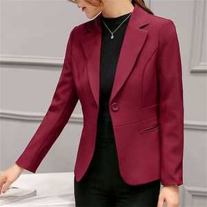 H-731 Nouvelle veste pour femme à manches longues avec poches, couleur unie, coupe ajustée, veste de bureau élégante - Product Image 2