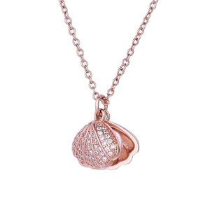 Collier de luxe <span class=keywords><strong>XLOVE</strong></span> en argent 925 plaqué or 18 carats avec perle creuse en forme de coquillage et chaîne à maillons sertis de griffes, perle de qualité <span class=keywords><strong>A</strong></span> - Product Image 1