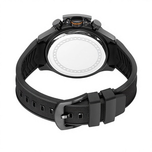 Reloj deportivo de cuarzo con cronógrafo y esfera con puntero de 47 mm para hombre, resistente al agua hasta 30 m, con correa de silicona y hebilla de pin - Product Image 3