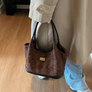 Bolso de Mano de Gamuza de Dos Tonos con Hebilla Metálica, Bolso de Hombro y de Mano de Gran Capacidad - Product Image 6