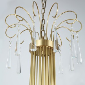 โคมไฟเพดานกลางแบบปรับความสูงได้ TianShen สไตล์อเมริกัน สีทองแดงทอง พร้อมหลอดไฟ LED ปรับความสว่างได้ ดีไซน์แบบเทียนสไตล์ฝรั่งเศส - Product Image 4