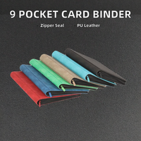Classeur MIO Premium en cuir PU à chargement par le haut, 9 pochettes, pour cartes TCG et de collection, avec porte-cartes de visite et fermeture éclair anti-rayures