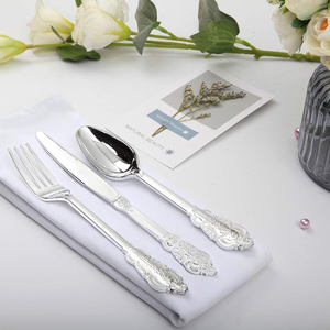 Nhựa thìa dĩa và dao cho thức ăn nhanh nhựa bạc dao kéo tái sử dụng dao kéo thiết lập trọng lượng nặng - Product Image 4