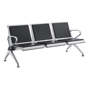 Chaise d'attente en acier métallique à 2 ou 3 places, très vendue à Foshan, noire, pour aéroport, hôpital, bureau, clinique, <span class=keywords><strong>banque</strong></span>, réception ferroviaire - Product Image 4