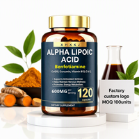 Complément alimentaire 120 capsules personnalisées avec logo, 600 mg, antioxydant, CoQ10, curcumine, vitamine B12, benfotiamine, acide alpha-lipoïque