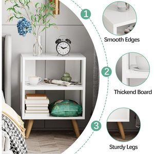 Comodino moderno a 2 livelli per bambini comodino per bambini bianco anticato per bambini e piccoli spazi per soggiorno o camera da letto - Product Image 2