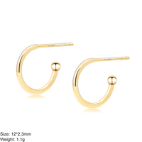 AU585 boucles d'oreilles en or pur solide de haute qualité U perle demi cerceau boucle d'oreille pour femmes bijoux