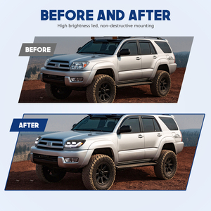 مصابيح أمامية LED من HCMOTIONZ للجيل الرابع من تويوتا فورانر 2003-2009، مجموعة مصابيح أمامية مع إضاءة نهارية وحركة عند التشغيل - Product Image 5