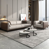 Sofá de Oficina de Cuero Genuino con Estructura Metálica, de Alta Gama, Estilo Moderno y Lujoso para Uso Comercial, Ideal para Áreas de Reuniones de Oficina, Vestíbulos de Hotel
