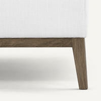 Canapé 3 places moderne et minimaliste en tissu rembourré, texture lin, pieds en bois, mobilier confortable pour salon et maison