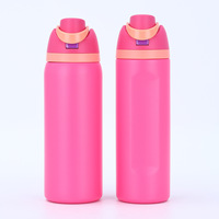 NUEVO Modelo de Botella de Agua de Acero Inoxidable con Aislamiento al Vacío de 24oz/32oz con Pajita para Camping - Ecológica