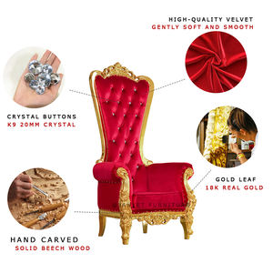 थोक ठोस लकड़ी के नक्काशीदार शादी घटना उच्च वापस मखमल लाल सिंहासन सोफे - Product Image 2