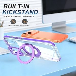 Funda Magnética Transparente de Alta Calidad para iPhone 17 12 13 Pro Max 14 15 16 Plus Air con 360 °   Funda Protectora con Soporte de Anillo Metálico - Product Image 3