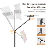 Support de tablette en métal réglable et télescopique avec base lestée pour tablettes PC de 4 à 14 pouces, idéal pour le bureau et l'école