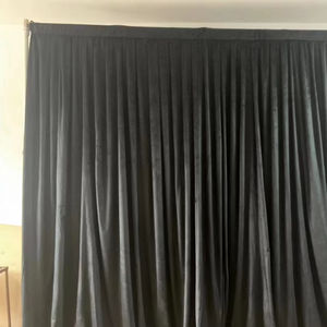 ستارة خلفية من القطيفة السوداء الصلبة المخصصة بمقاس 5 أقدام × 16 قدمًا، قماش ثقيل للحفلات والأعراس - Product Image 2