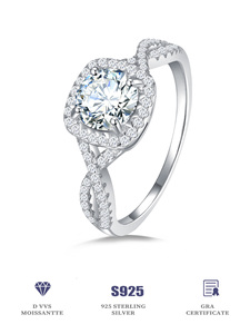 Venta al por mayor Lab Grown Diamond Ladies Ring Joyería fina 925 Sterling Silver <span class=keywords><strong>Women</strong></span> Luxury Moissanite Wedding Finger Ring - Product Image 4