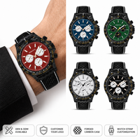 Multifunktionale 43mm Leuchtende Carbonfaser Chronograph Wasserdichte Herren Mechanische Uhren