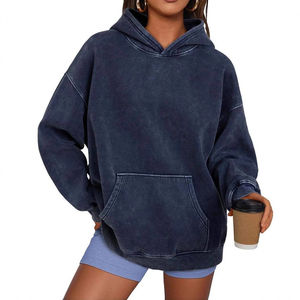 Sweat-shirts à capuche surdimensionnés pour femmes en coton 80% et polyester 20%, sweats à capuche lourds, pulls vintage lavés, 2025 - Product Image 1