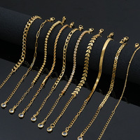 Vente en gros, lot de 5 bracelets, bijoux tendance, plaqué or, acier inoxydable, perles et chaîne, bracelets superposés pour femmes