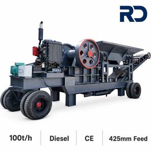 Trituradora de Mandíbulas Móvil Diésel PE400x600 40-80t/h, Máquina Trituradora de Piedra con Alimentador y Transportador para Minería y Canteras - Product Image 1