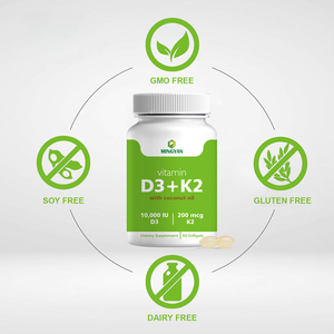 Gélules OEM/ODM sous marque privée, Complexe 2-en-1, 1000 UI Vitamine D3 Vitamine K2, favorise l'absorption du calcium, santé osseuse et immunitaire, pour adultes - Product Image 2