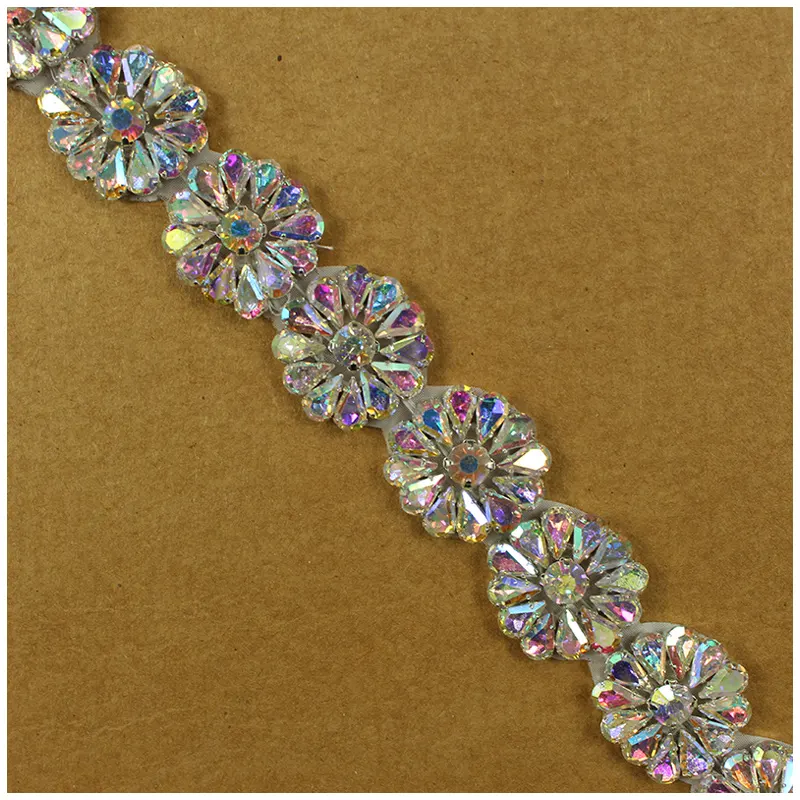 HC-7083 Hechun vender plata con cuentas novia adornos coser de diamantes de imitación