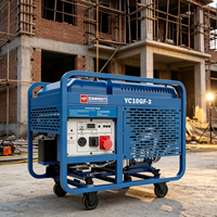 Générateur diesel YuChai 10 kW monophasé/triphasé 11 kW refroidi par air, double cylindre, démarrage électrique, groupe électrogène portable AVR 230 V 50/60 Hz 91 %