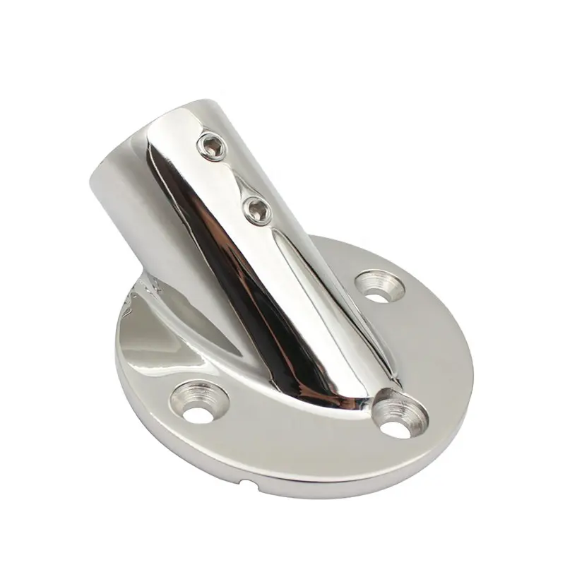 316 Stainless Steel 7/8 Inch 1 Inch Deck Hand Rail Fitting Boat Parts Tube 30 Degree Flange Round Base Boat Accessories