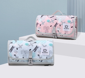 Almohadilla para cambiar pañales, alfombrilla para cambiar pañales de bebé impermeable portátil, bolsa para mamá, bolsa multifunción para pañales - Product Image 2