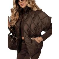 Veste sans manches à col montant pour femme, manches trois quarts, élégante et décontractée pour l'automne et l'hiver, prix direct usine
